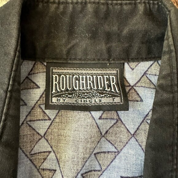 Roughrider By Circle Womens Sleeveless Patchwork Button-Up Vest Geometric Print - Picture 2 of 8